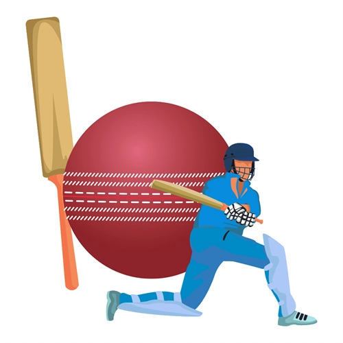 Cricket Batsman Cover Drive Ball and Bat Transparent Sticker